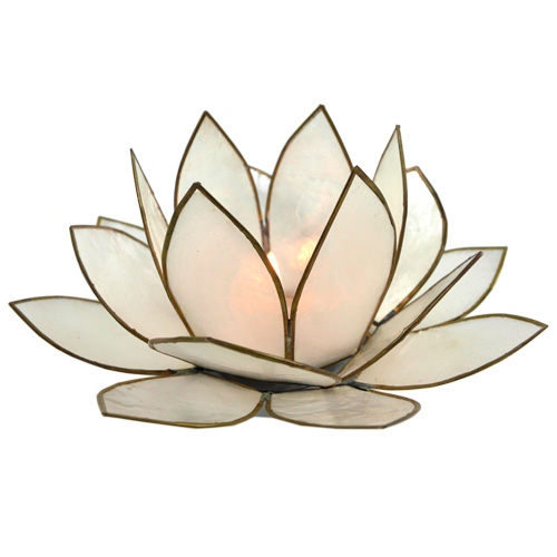 Windlicht Lotusblüte weiß