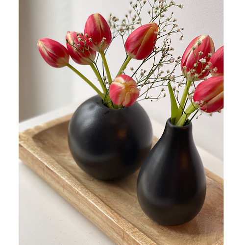 Vase black oval 11 cm