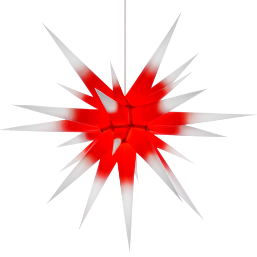 Herrnhuter Stern I8 weiß, roter Kern