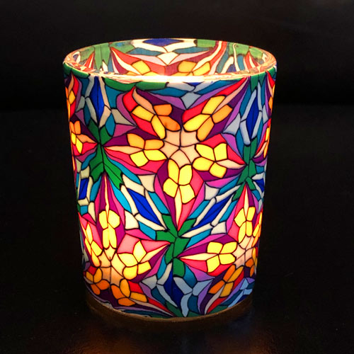 Windlicht Votiv-Glas Cups Blume Mosaikglas